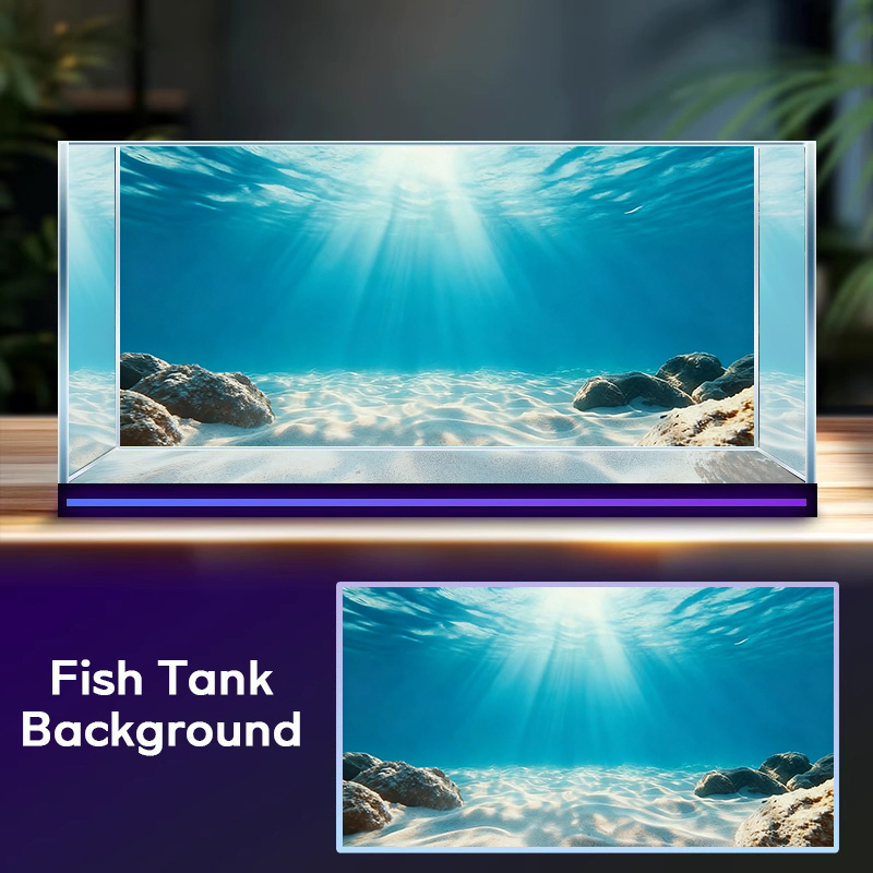 Aquarium Fish Background - Blaues Meeres-Klarbild-Sandbild, Aquarium-Hintergrundbild, Aquarium-Aufkleber, Selbstklebende Vorderseite,