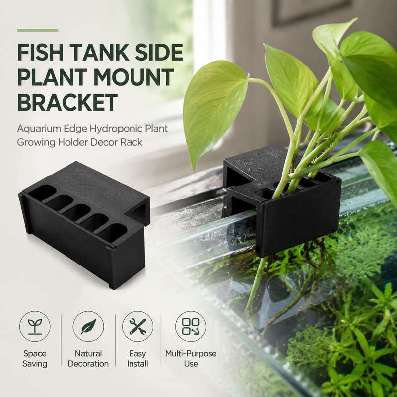 Aquarium Fish Enrichment - Aquarium-Seitenhalterung für Pflanzen, Hydroponischer Pflanzenhalter für