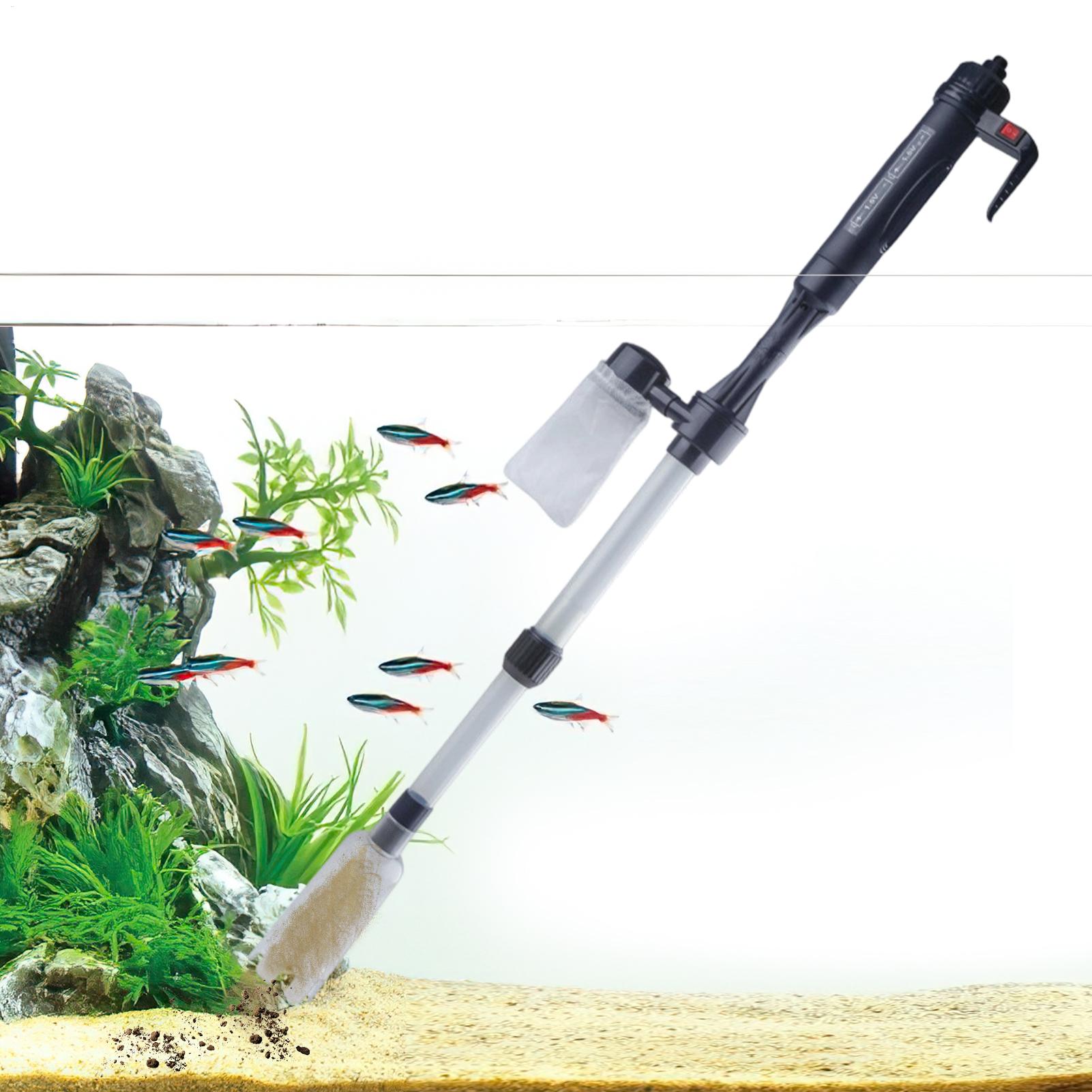 Aquarium Fish Background - Aquarium-Staubsauger, verstellbares, teleskopisches USB-Aquarium-Wasserwechselsystem, Aquarium-Substrat-Reiniger, Reinigungswerkzeug