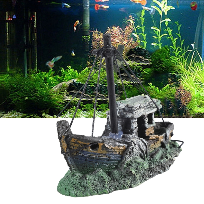 Aquarium Fish Hideout - Aquarium versunkenes Schiff Dekoration Harz Aquarium