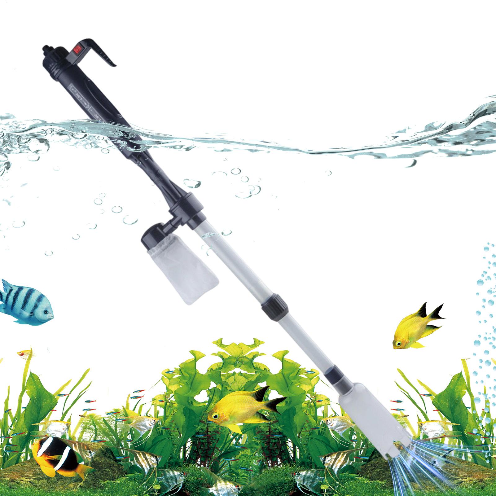 Aquarium Fish Electric - Aquarium-Grasenreiniger, Teleskopisch, Elektrisch, Einstellbar, Leistungsstarker Sandstaubsauger